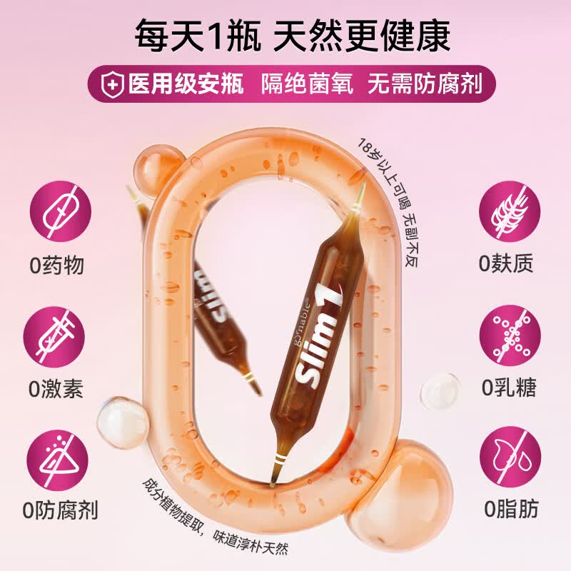 gynable洁妮贝超模瓶 控糖安瓶碳油阻断体重管理脂肪热燃瓶代谢腰线纤体 15支*1盒
