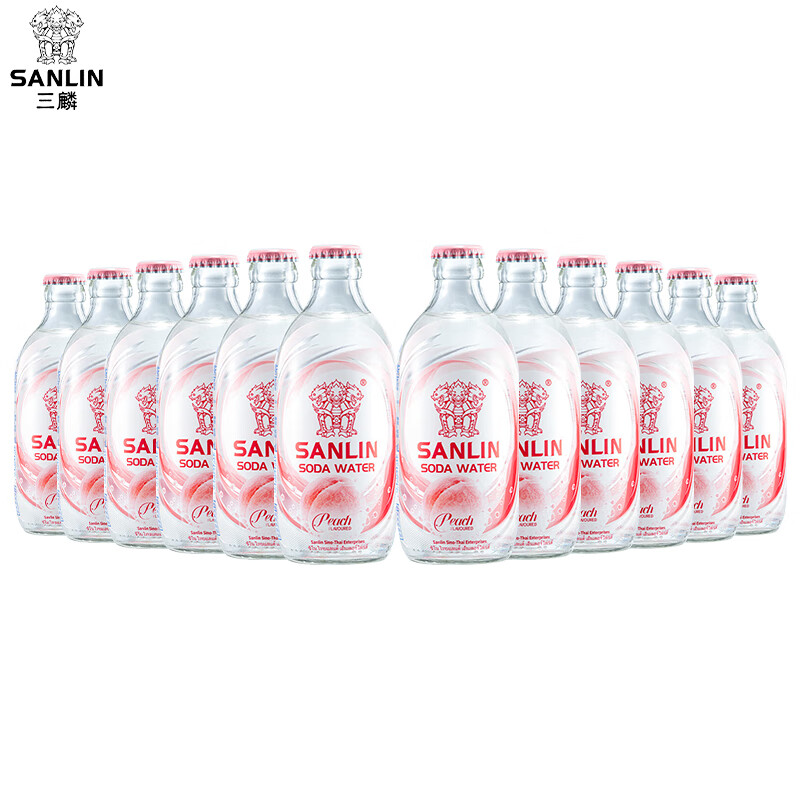三麟无糖苏打水饮料整箱原味/白桃/海盐0糖0卡0脂气泡水335ml 白桃味苏打汽水 335mL*12瓶