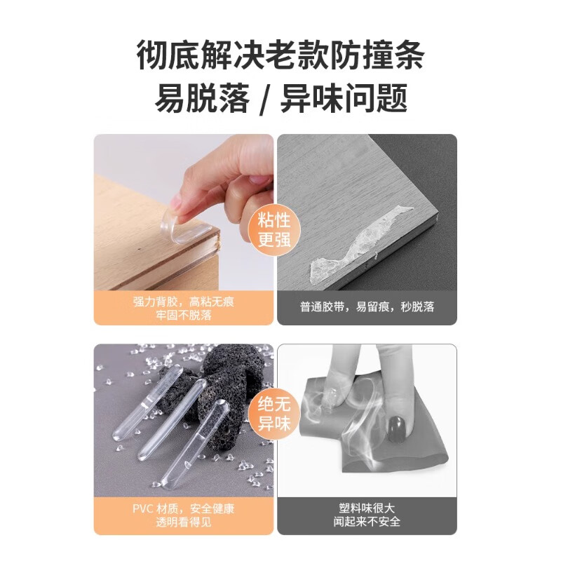 【优选】防撞贴门把手防撞条硅胶防撞垫冰箱门后柜门墙面防碰撞静 长款加厚150*15*2.5MM【4条装】