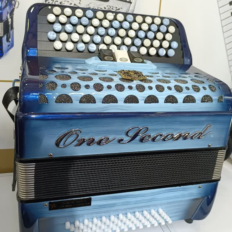 一秒巴扬手风琴60贝司成人儿童乐器初学考级演奏入门 渐变蓝 60贝司