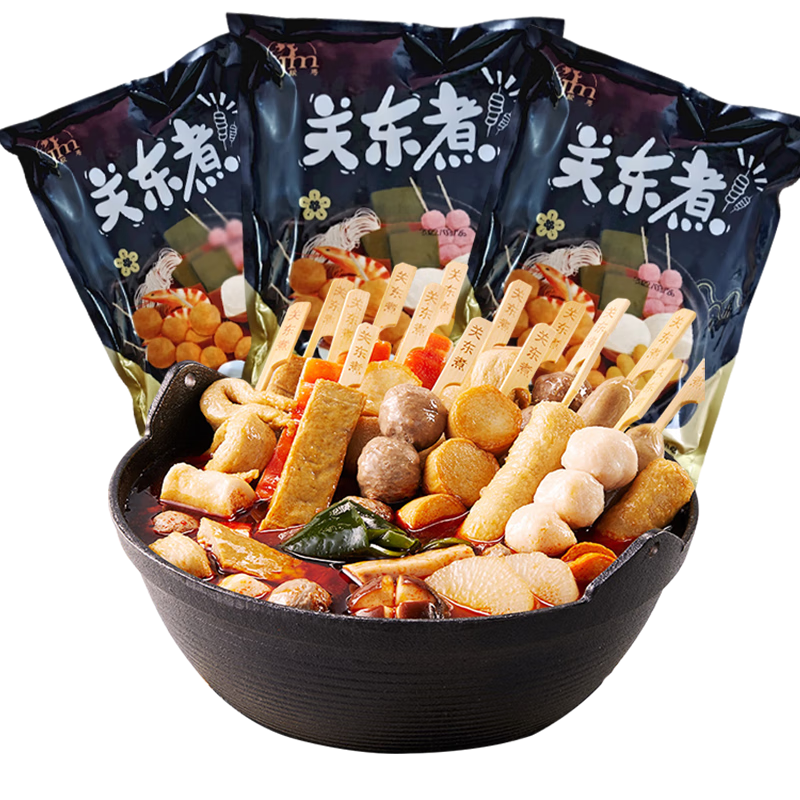 海鄉(xiāng)客 關東煮食材組合510g含料包羅森711火鍋麻辣燙串串燒烤商用批發(fā) 5包共2550g共60串折合每串1.5元