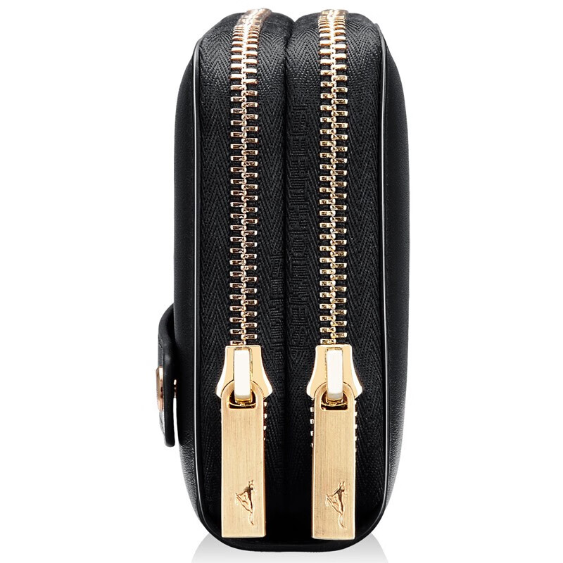 七匹狼手拿包男真皮男包双拉链大容量钱包大牌手包男士潮皮包父亲节礼物 黑色标准号