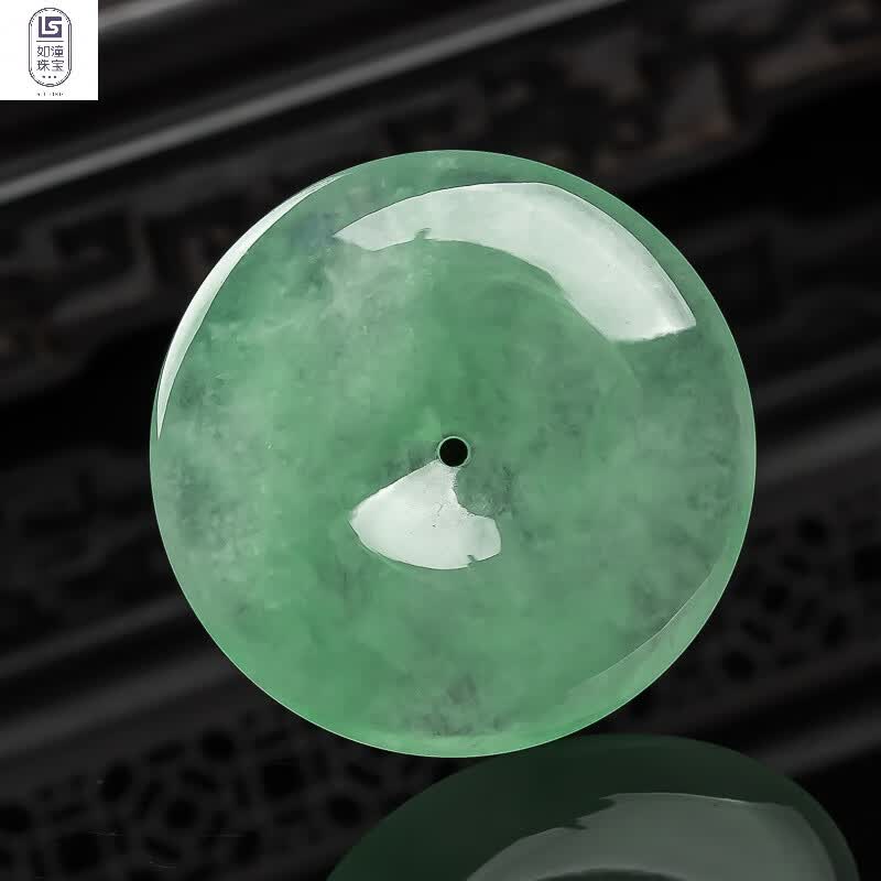 如潼(rutong)冰种 淡绿 大件 平安扣 吊坠 挂件 21.32g缅甸a货翡翠玉