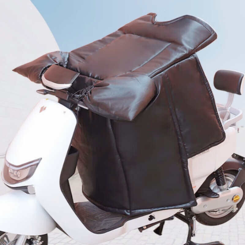 路小雅电动车挡风被冬季加厚防风罩超厚皮面加绒保暖防风罩电瓶车挡风被 加厚皮革加大棕黑色 约4斤重