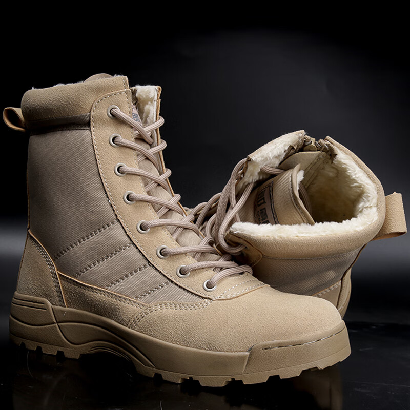 07作战靴加绒款冬季加绒作战靴男高帮战术靴户外透气超轻耐磨战术靴