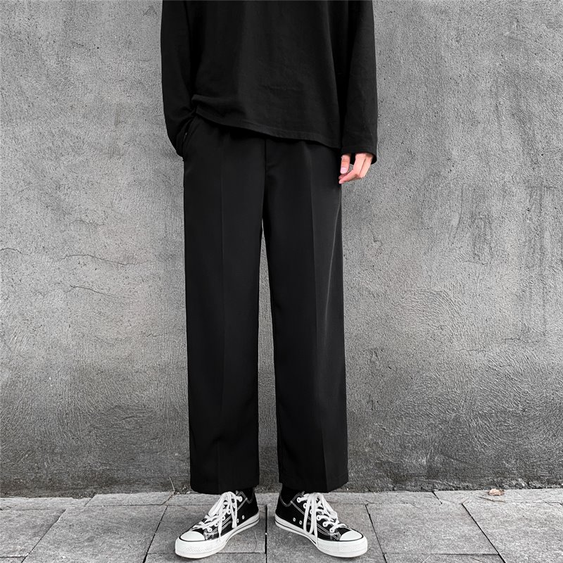 禾治阔腿裤男坠感胖子男生穿的阔脚裤西装裤九分阔腿直筒宽松秋冬加绒