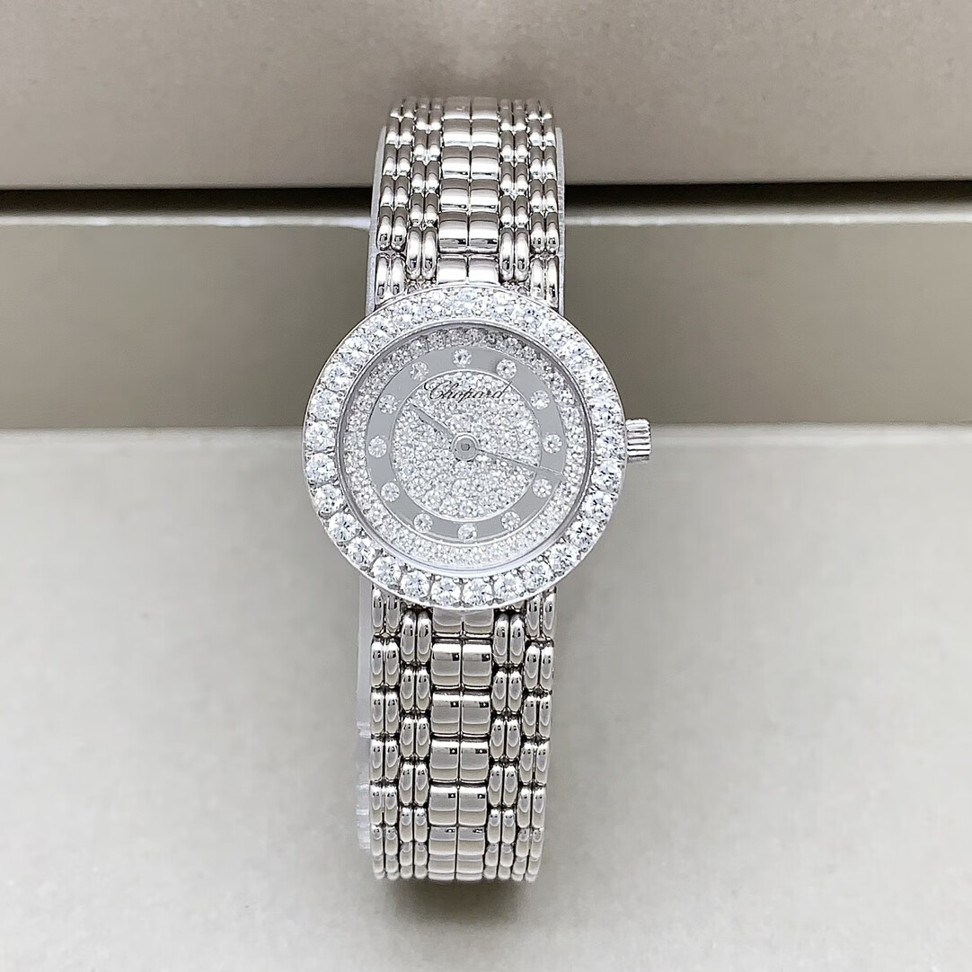 【二手95新】萧邦女表105602-1001石英机芯手表18k白金原钻满天星二手