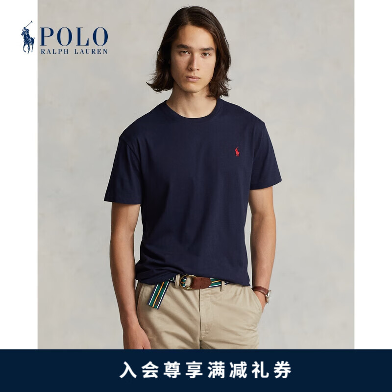 Polo Ralph Lauren 拉夫劳伦男装 定制修身版型棉质短袖T恤RL11503 410-海军蓝 M