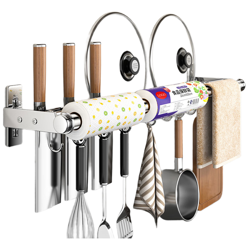 四季沐歌厨房不锈钢多功能置物架多层收纳架壁挂式刀架砧板架厨房用具大全