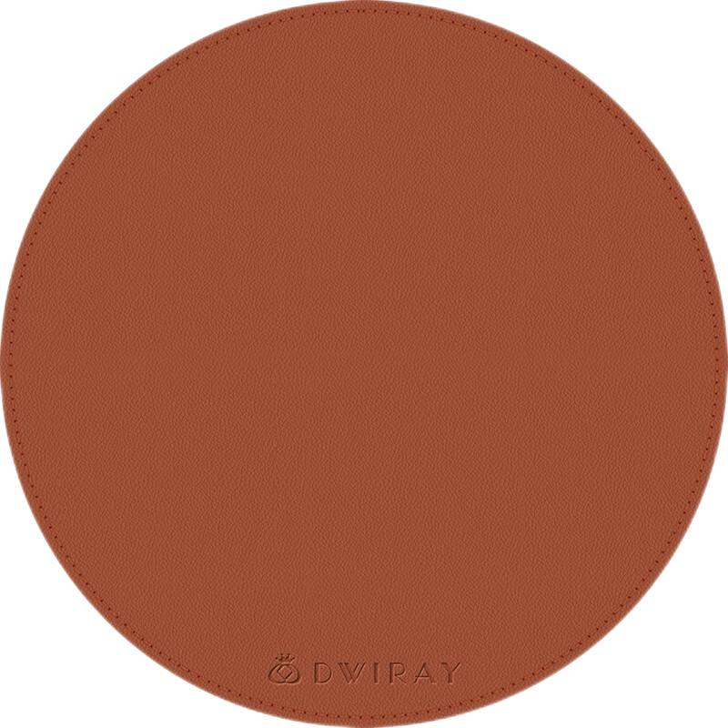 帝伊工坊鼠标垫小号桌垫笔记本电脑垫办公垫电竞游戏鼠标垫便携桌面垫写字垫皮革缝线圆形直径210mm