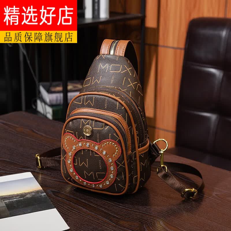斜挎腰包ins潮百搭女士休闲多功能两用双肩小背包 轻奢品牌/咖啡色