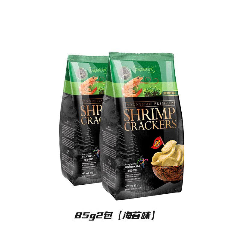 啪啪通papatonk蝦片印尼進(jìn)口零食追劇海鮮蝦片解饞多口味海蝦片零食 海苔味85g*2