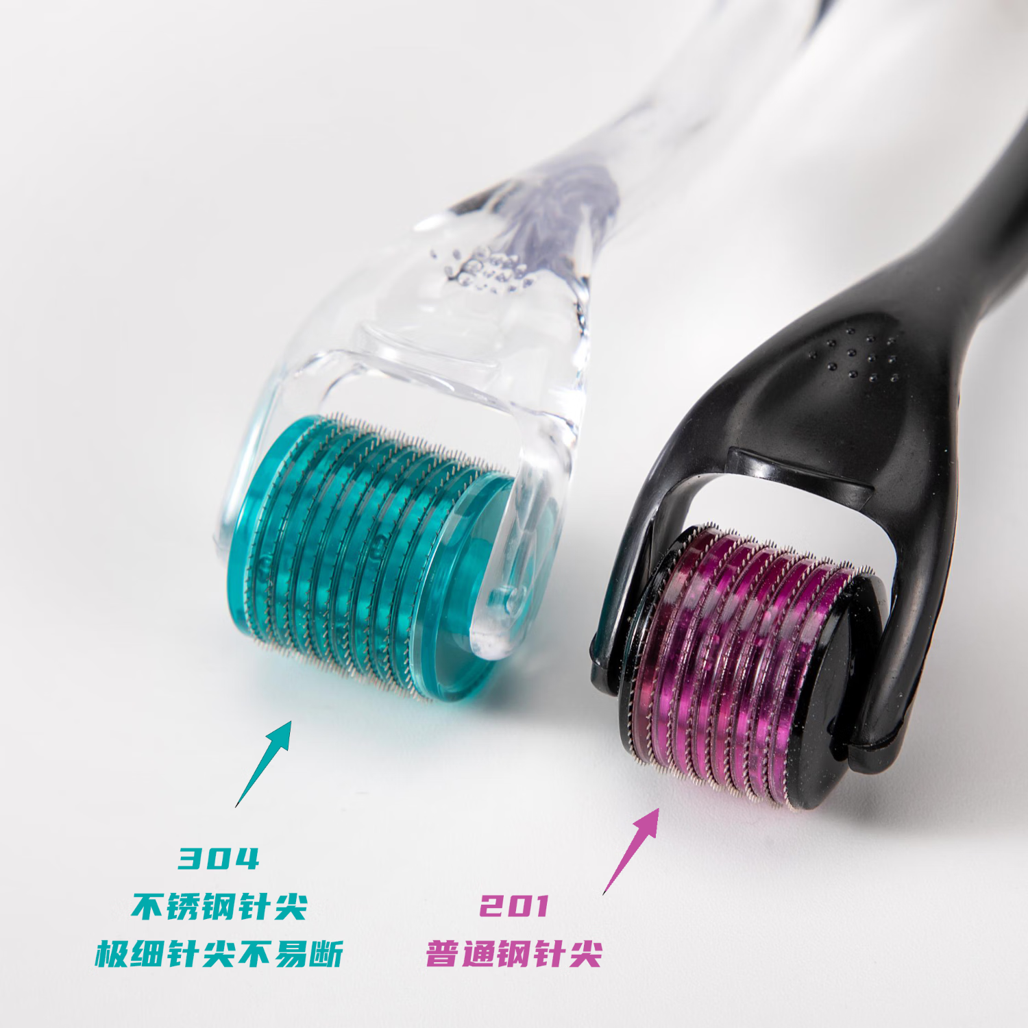 再发森医用皮肤滚针家用便携式拍一发四头皮按摩水晶绿色滚针头皮导入仪 水晶滚针拍1发4(0.5mm)
