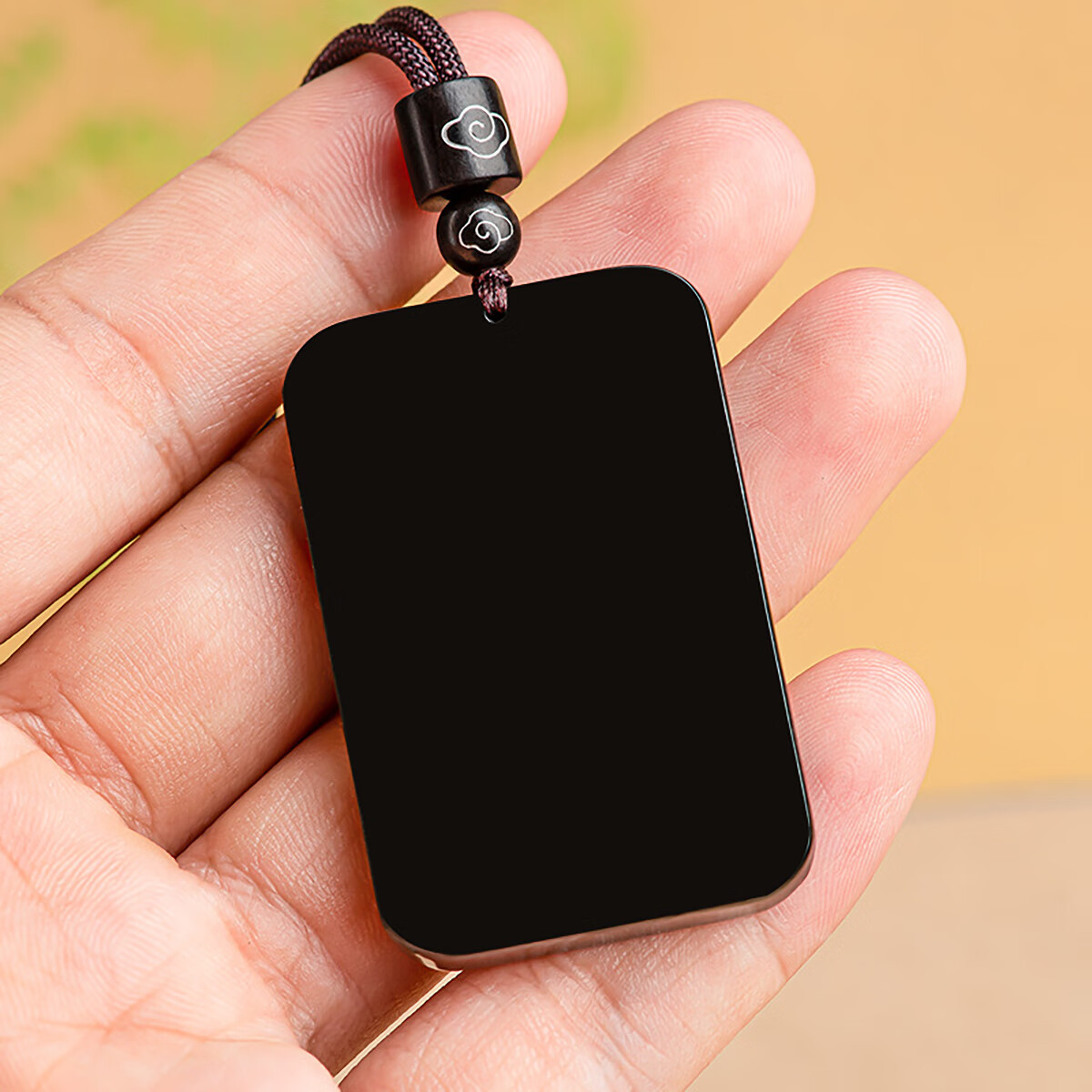 东方雅翠平安无事牌 和田玉吊坠 男女款 墨玉吊坠玉石吊坠玉佩 (带