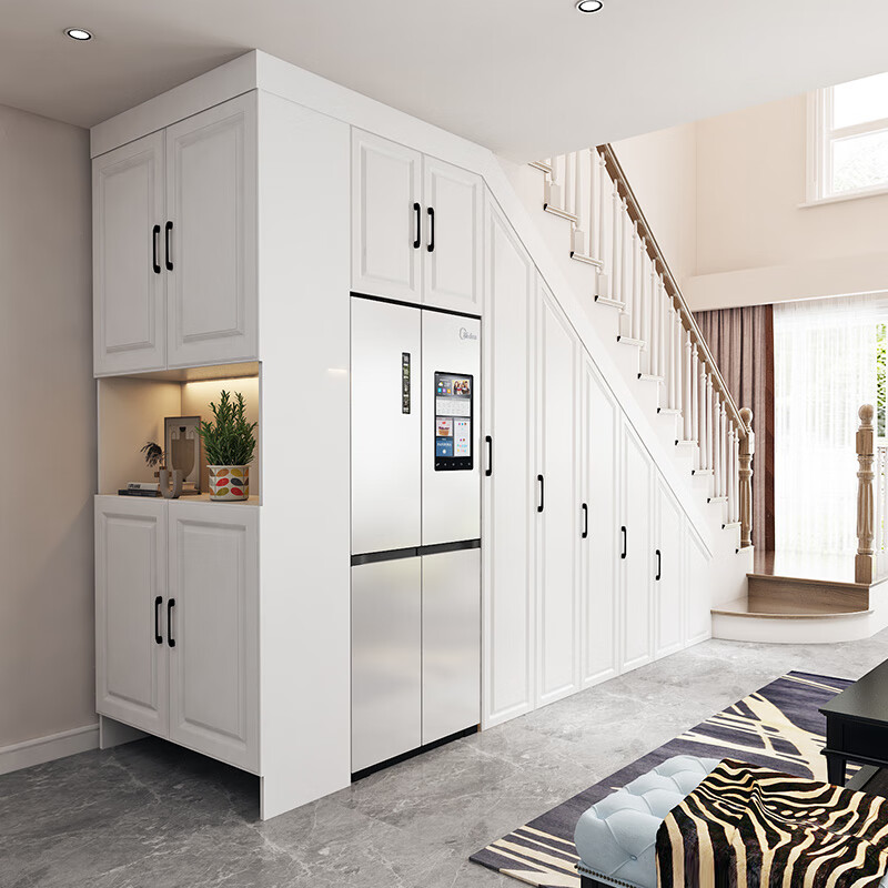 山头林村楼梯下斜角储物柜 楼梯下储物柜柜子斜坡收纳柜三角形储物柜