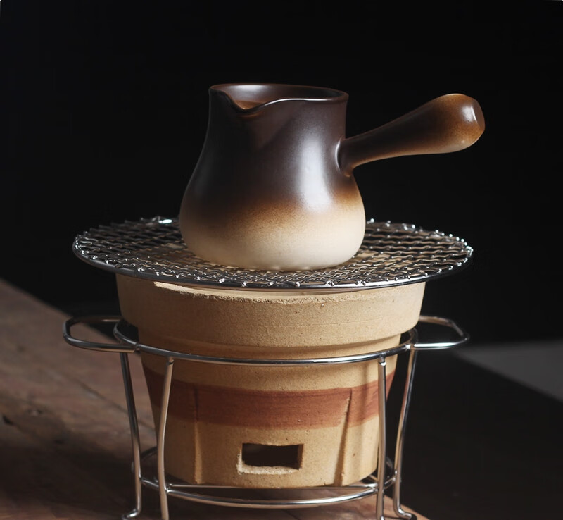 hywlkj隽颜堂甘肃罐罐茶煮茶器粗陶侧把公道杯麦饭石煮茶壶烤茶器八宝