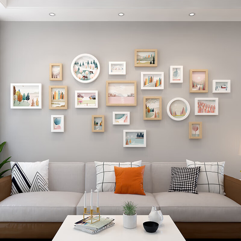 萝塑照片相框北欧风相框组合沙发背景墙照片墙装饰创意房间 ps-051-白