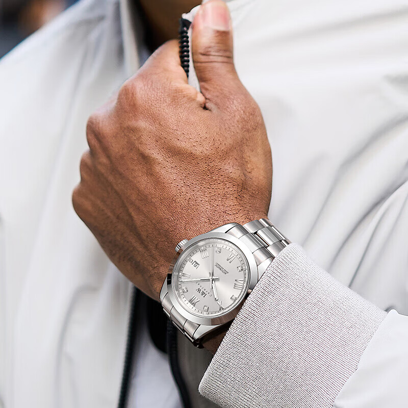 爱沃驰瑞士品牌IW手表男士机械表进口瑞士机芯夜光防水腕表品牌礼物手表 光圈雪花白【瑞士机芯】免费刻字