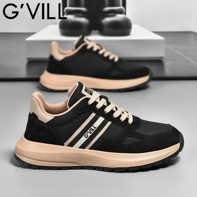 贵之步G'VILL 鞋子男鞋秋季2024新款潮流百搭旅游鞋厚底男士运动休闲鞋 黑杏 42