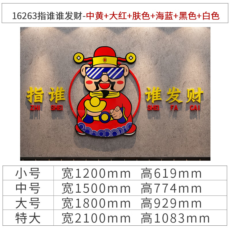 餐饮文化烧烤小吃饭馆创意新年画国潮风挂件 16263指谁谁发财-图片色
