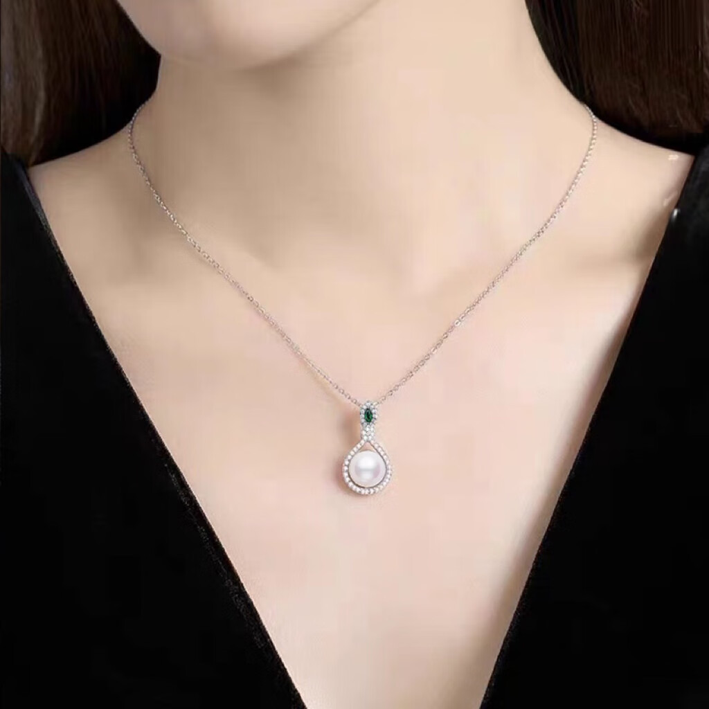 VENUS ADELINE珍珠项链女s925银淡水妈妈款吊坠大颗粒送老婆老师七夕生日礼物 七夕情人节生日礼物送女友老婆