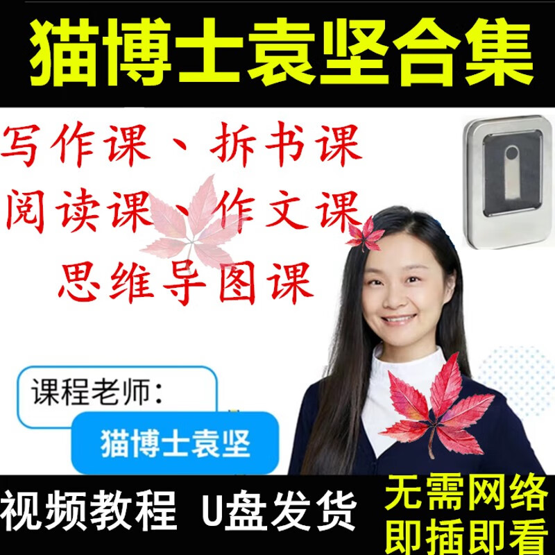 猫博士袁坚合集视频教程u盘实战阅读写作作文思维导图拆书优盘课 猫