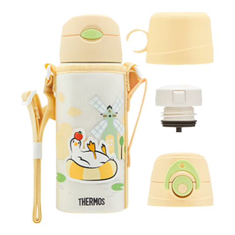 膳魔师（THERMOS）儿童保温杯316L不锈钢杯套吸管直饮杯多盖学生水壶上学TCKP