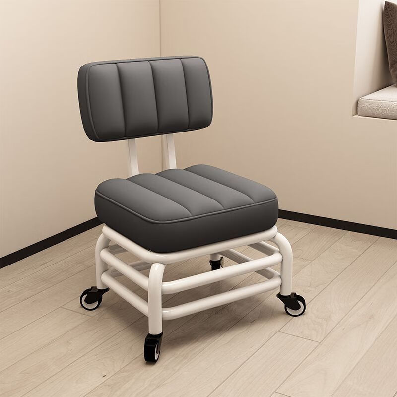 朵貌德国品质滑轮三层加固椅子矮凳万向轮小凳子带娃神器儿童靠背滑轮 三层加固更安全浅灰色(静音轮)