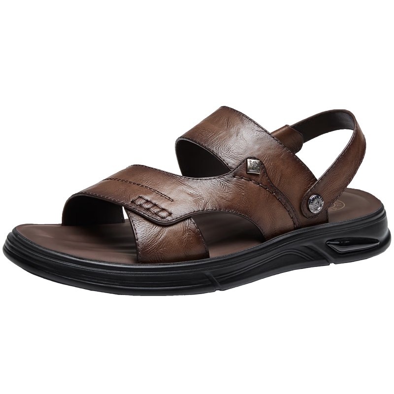 駱駝（CAMEL）舒軟牛皮透氣涼拖兩穿商務涼鞋男士父親節(jié) G15M263048 棕色 41