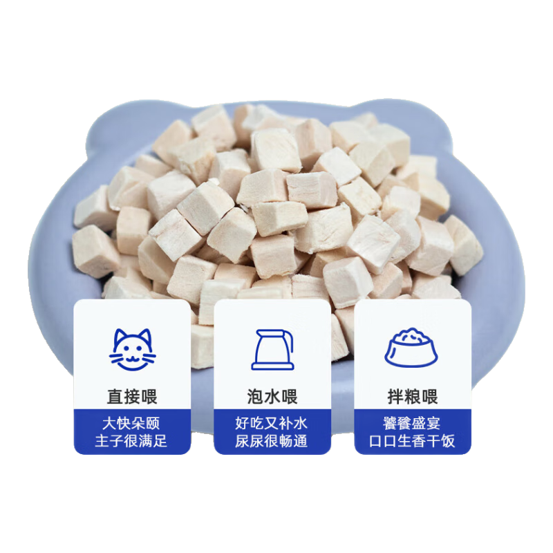 冻干猫零食鸡胸肉冻干增肥发腮主粮伴侣奖励零食 冻干鸡肉粒5g*1