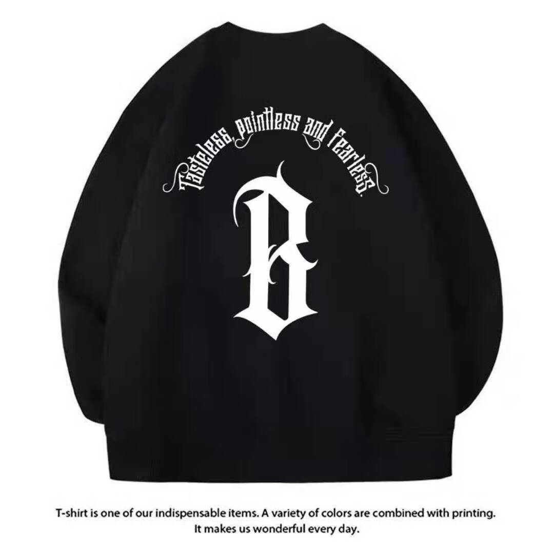 俞兆林(yuzhaolin)美式高街bone圆弧字体logo印花秋季纯棉卫衣男春秋