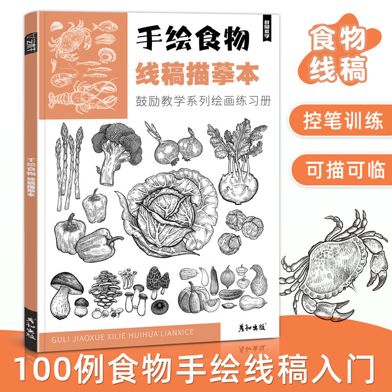 手绘食物线稿描摹本线描临摹画册控笔训练涂色填色解压铅笔素描针管笔