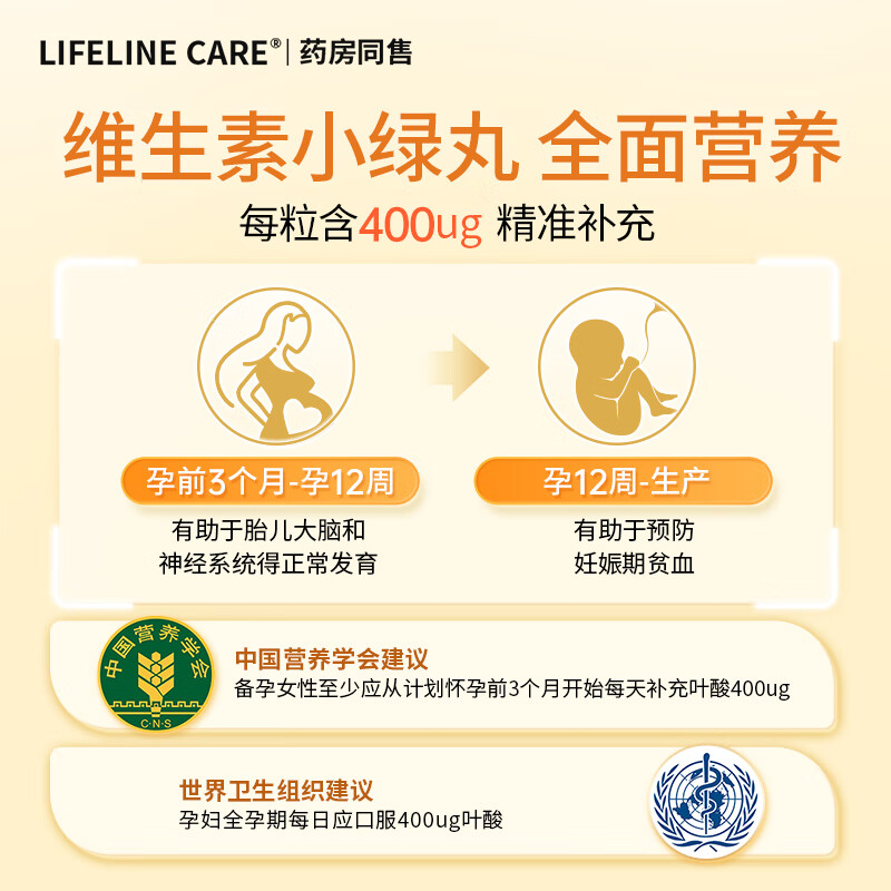 Lifeline Care生命力伽挪威dha孕妇鱼油孕期复合维生素叶酸片多种b6族b12铁钙片 孕期综合营养素