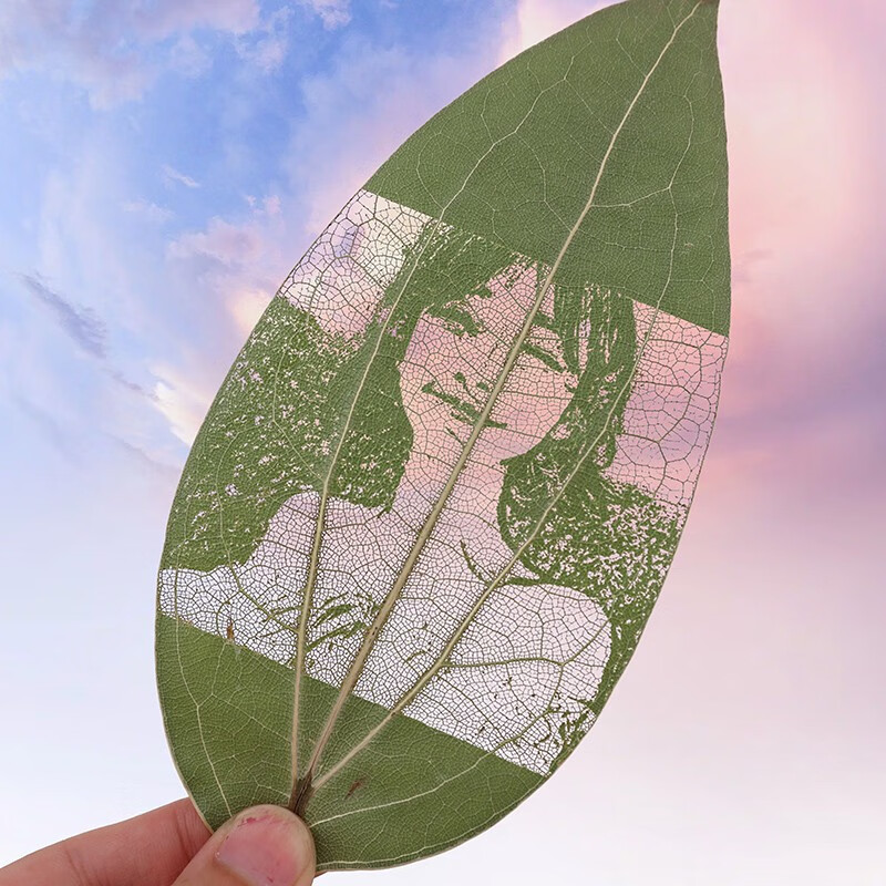 树叶人像雕刻照片定制生日礼物女生送女友男生朋友情侣纪念三八妇