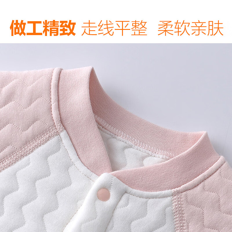 安贝九彩鸟新生儿婴儿分体套装秋冬保暖纯棉三层夹棉男女宝宝衣服外套家居服 蓝色【保暖两件套】-高腰 73 cm 8-10个月【偏大】17-21斤