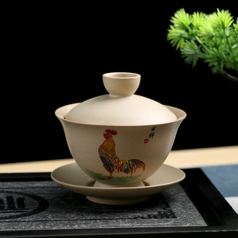 妙普乐鸡缸杯盖碗 粗陶鸡缸盖碗仿古单个家用泡茶器鸡公杯功夫茶不