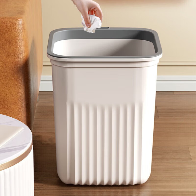 西玛易嘉 垃圾桶大号压圈家用客厅厨房卫生间塑料大容量方形加厚垃圾篓 压圈垃圾桶【12L】-白色