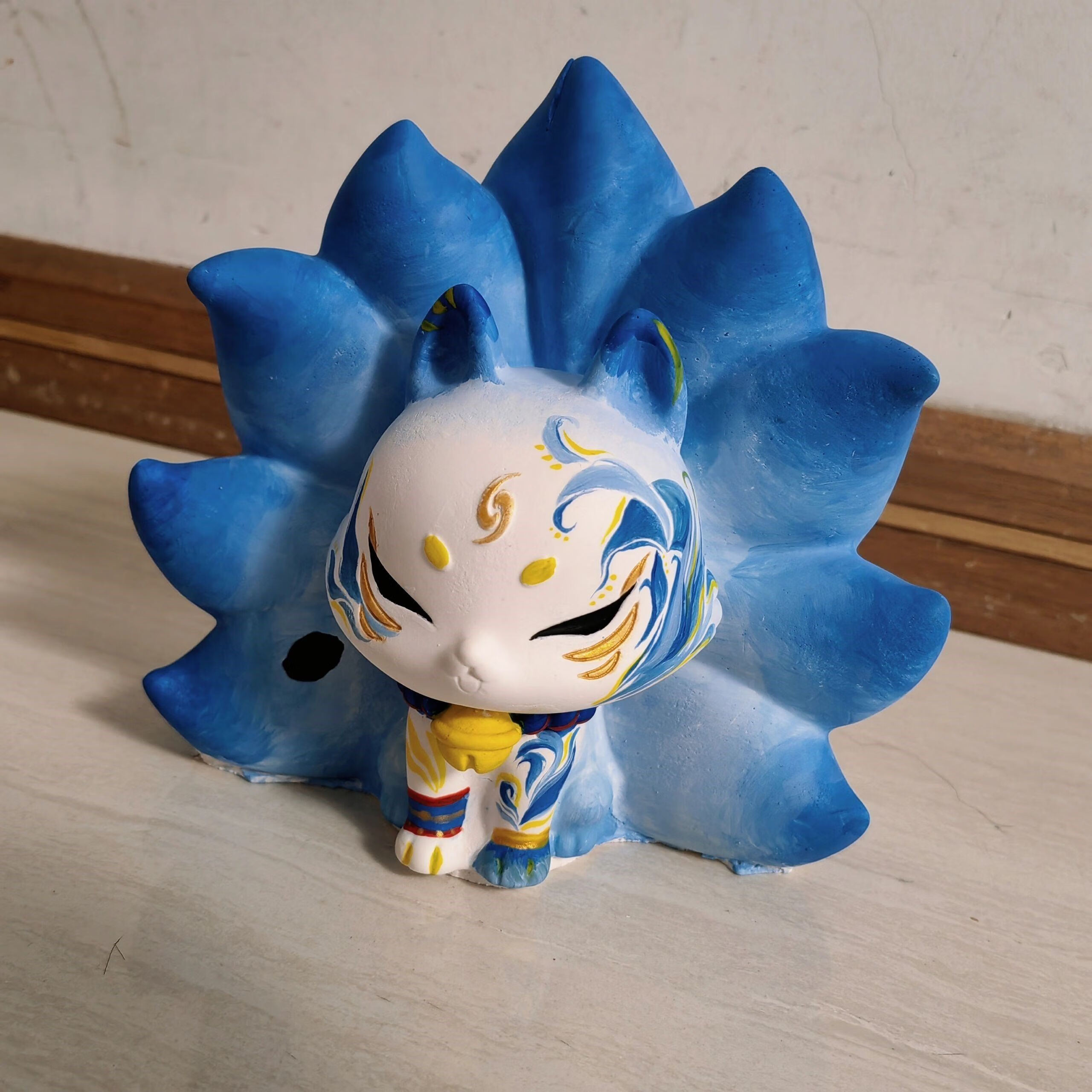 帝蓝尼石膏娃娃涂色大号九尾狐3d石膏娃娃涂色模具白胚diy手工彩绘