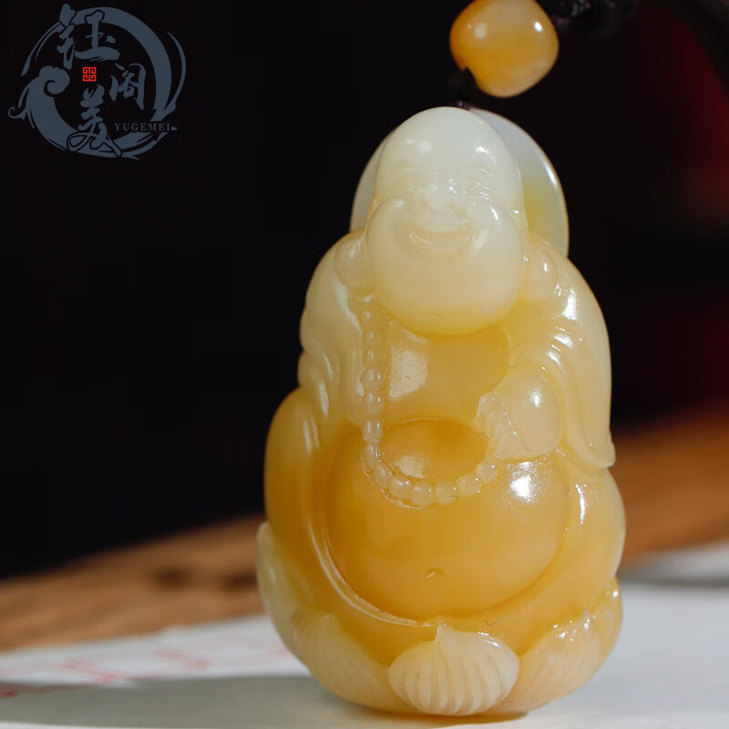 挂件吊坠天然玉石玉器玉坠玉牌颈饰挂坠 花开见佛玉佩牌子护身符佩饰