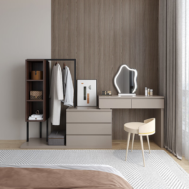 全友家私斗柜一体梳妆台实木新款轻奢卧室床尾挂衣帽架简约靠墙网红