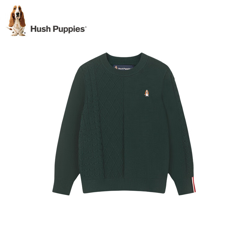 暇步士（Hush Puppies）【经典款】童装儿童男女大童秋季新款简约舒适时尚百搭线衣 丛林绿 140 cm