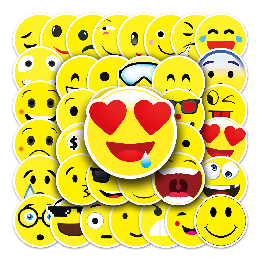 50张可爱笑脸表情卡通小图案开心涂鸦贴纸 表扬贴幼儿园小学生儿童