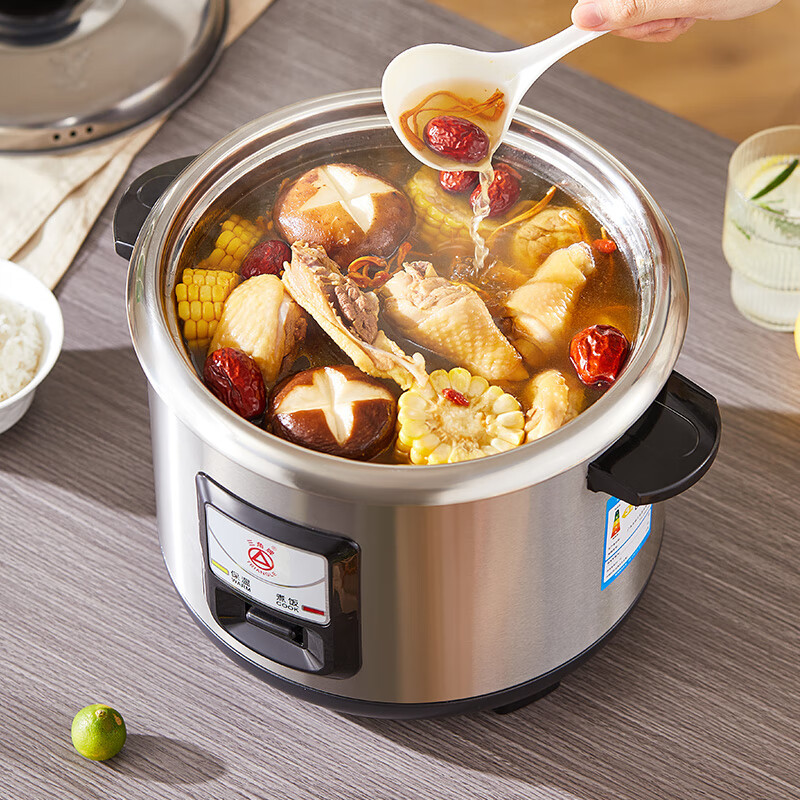 三角牌(Triangle)电饭锅家用304/316L不锈钢内胆电饭煲1-2-6升3-8人用无涂层带蒸笼老式大容量 5升 加厚304不锈钢内胆【0涂层】 5L