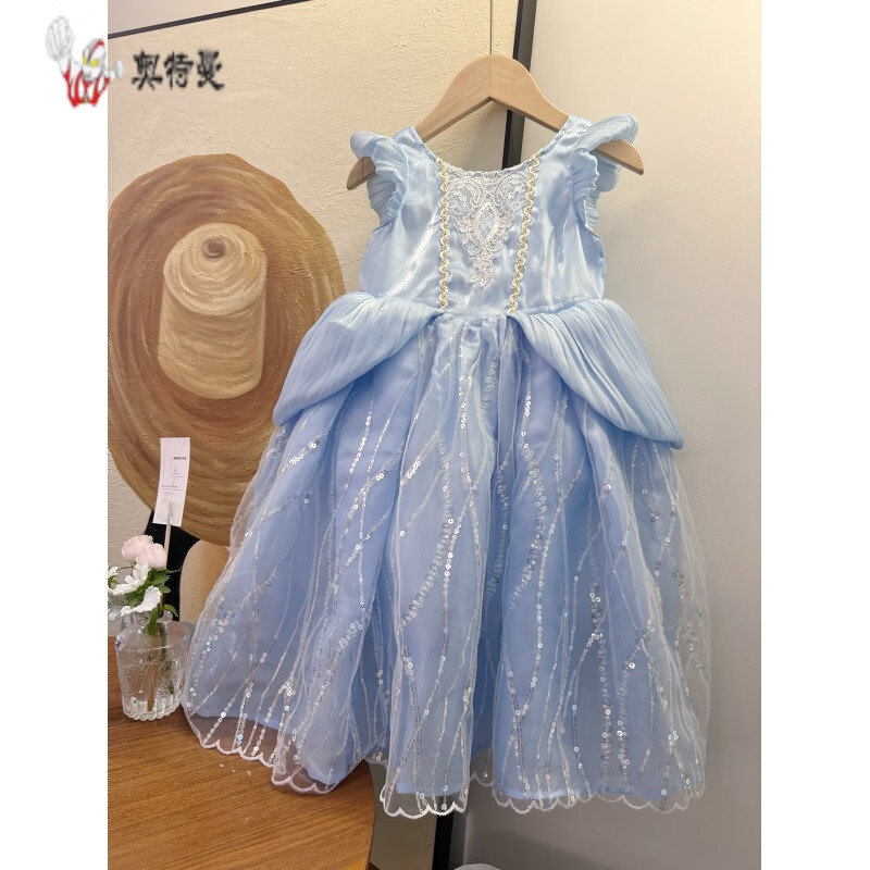 奥特曼女童灰姑娘辛德瑞拉在逃公主会发光连衣裙公主裙春夏生日礼服