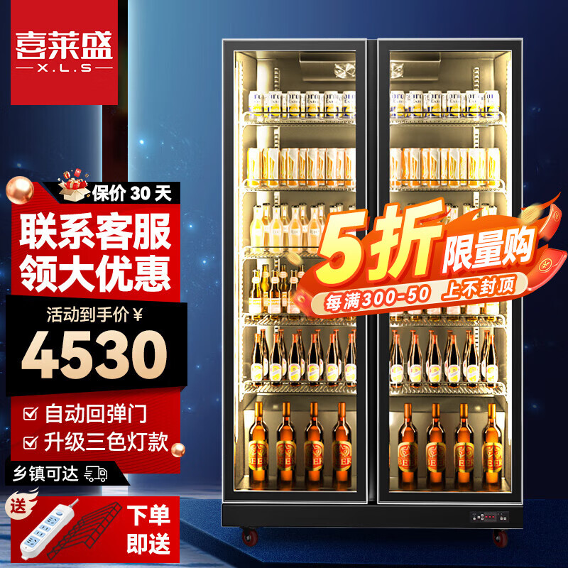 柜立式超市冰柜便利店冰箱饮料柜保鲜柜冷饮柜大容量风冷回弹门冷风柜