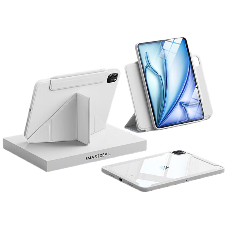 閃魔適用iPad pro2024保護殼11英寸四邊磁吸拆分蘋果平板透明亞克力保護套曜石黑