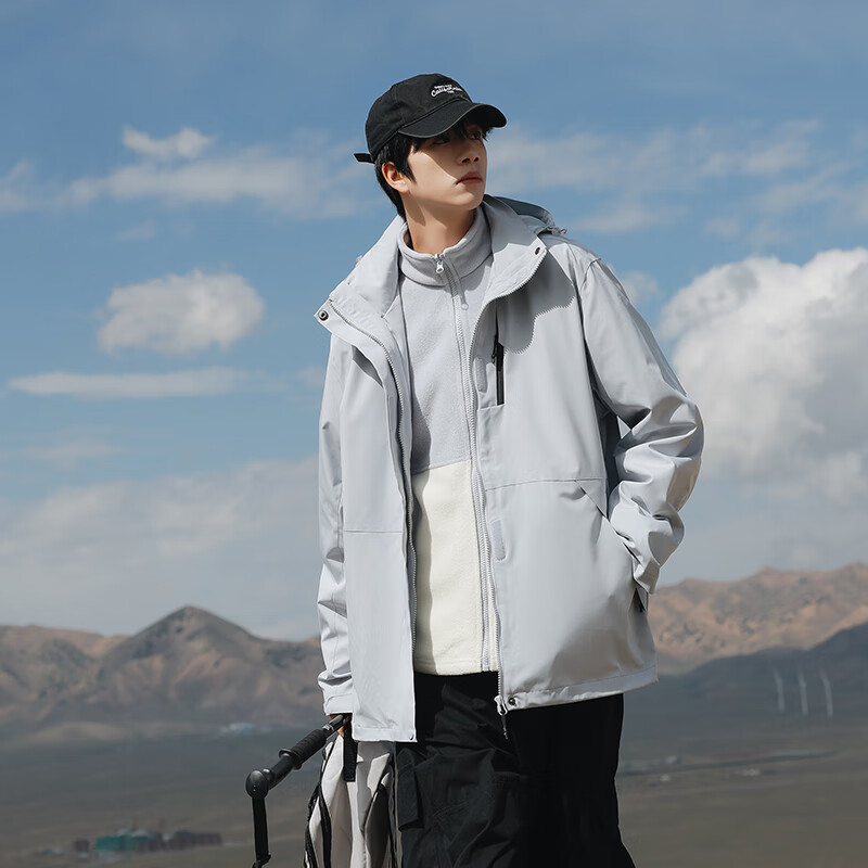 东方骆驼三合一夹克男士冲锋外套春秋户外上衣情侣款宽松休闲山系登山服 紫色 M