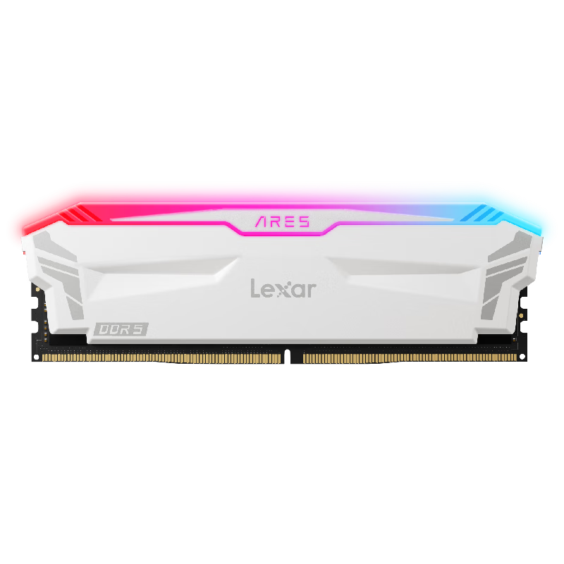 plus：雷克沙（Lexar）DDR5 6400 32GB(16GB×2)套条 电竞RGB灯内存条 海力士A-die颗粒 CL32 Ares战神之刃 白色