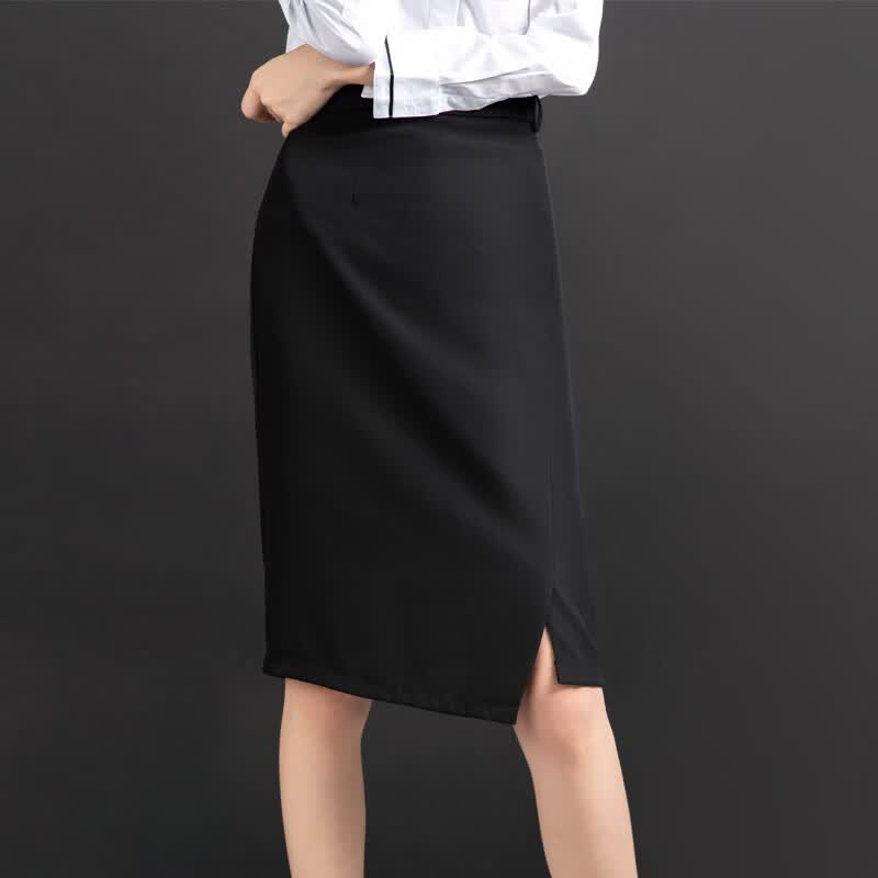 joht不规则半身裙中长款包臀夏季侧开叉一步裙高腰黑色职业工装裙子女
