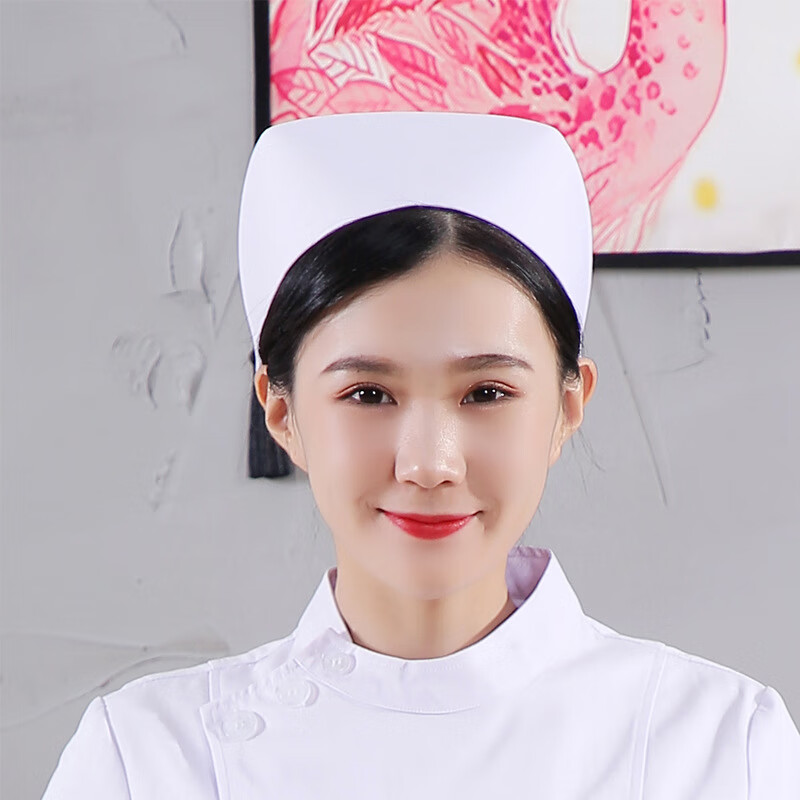 白色护士帽加杠双斜杠护士长帽粉蓝果绿藏蓝紫色燕尾帽 【护士帽】薄